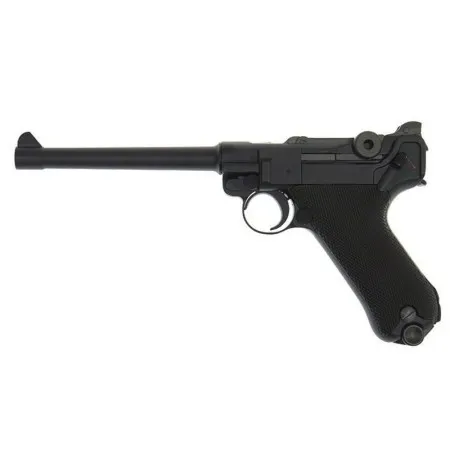 PISTOLA SOFTAIR A GAS P08 LUGER FULL METAL BLOW BACK NERA CANNA 6 POLLICI W-P08M WE