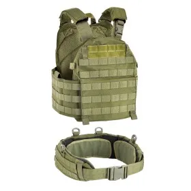 DEFCON 5 TACTICAL VEST  MOLLE CARRIER BODY ARMOUR WITH BELT GREEN D5-BAV13 OD