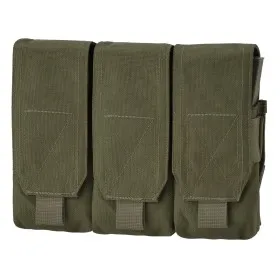 DEFCON 5 TRIPLE MOLLE MAGAZINE POUCH FOR 6 MAGAZINE M4 5.56 OD GREEN D5-M4AK3 OD