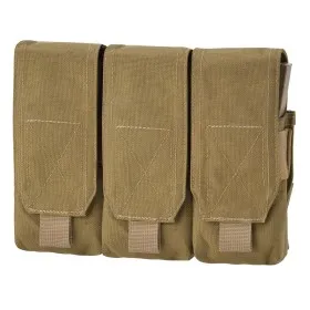 DEFCON 5 TRIPLE MOLLE MAGAZINE POUCH FOR 6 MAGAZINE M4 5.56 COYOTE TAN D5-M4AK3 CT