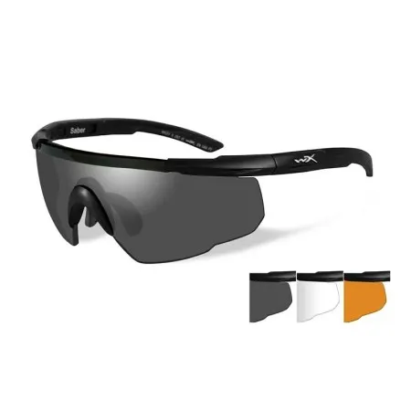 WILEY X SABER ADVANCED SMOKE CLEAR RUST LENSES - BLACK FRAME WY-SABER308
