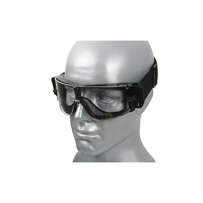 GLASSES GOGGLES AIRSOFT K800 BLACK LENS ANTI FOG TRANSPARENT