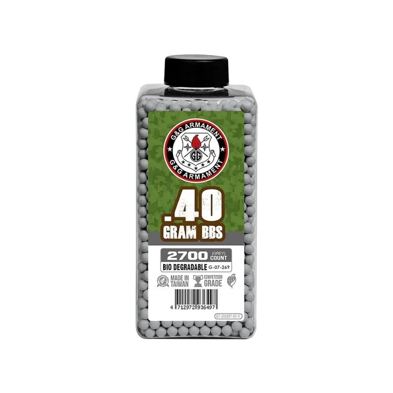 G&G BIODEGRADABLE BALL PELLETS 0.40g BOTTLE 2700 BB GRAY G07269