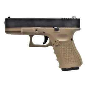 WE GAS PISTOL G19 METAL SLIDE BLOWBACK BLACK AND TAN WG03BT