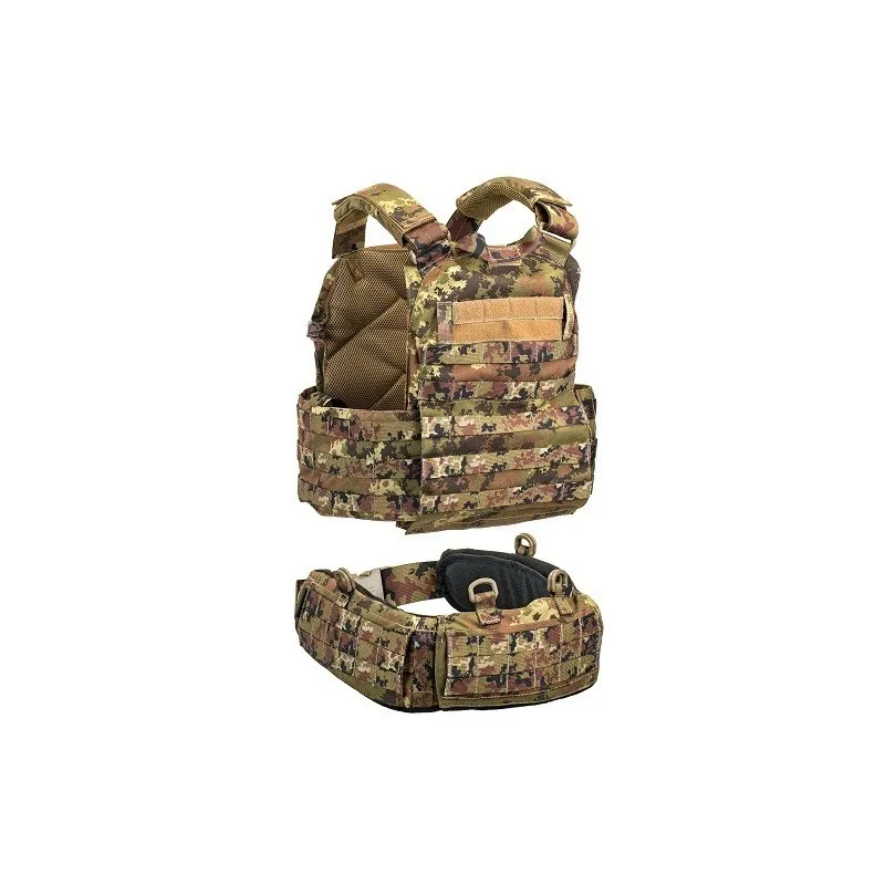 DEFCON 5 TACTICAL VEST MOLLE CARRIER BODY ARMOUR WITH BELT ITALIAN CAMO