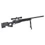 WELL AIRSOFT SNIPER SPRING POWERED RIFLE WITH BIPOD, 4X32 SCOPE BLACK MB01BB-O