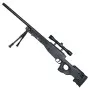WELL AIRSOFT SNIPER SPRING POWERED RIFLE WITH BIPOD, 4X32 SCOPE BLACK MB01BB-O