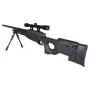 WELL AIRSOFT SNIPER SPRING POWERED RIFLE WITH BIPOD, 4X32 SCOPE BLACK MB01BB-O