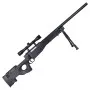 WELL AIRSOFT SNIPER SPRING POWERED RIFLE WITH BIPOD, 4X32 SCOPE BLACK MB01BB-O