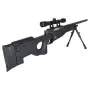 WELL AIRSOFT SNIPER SPRING POWERED RIFLE WITH BIPOD, 4X32 SCOPE BLACK MB01BB-O