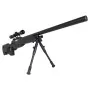 WELL AIRSOFT SNIPER SPRING POWERED RIFLE WITH BIPOD, 4X32 SCOPE BLACK MB01BB-O