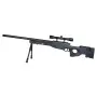 WELL AIRSOFT SNIPER SPRING POWERED RIFLE WITH BIPOD, 4X32 SCOPE BLACK MB01BB-O