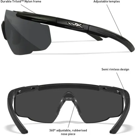 Occhiali Airsoft Wiley X Saber Advanced, Lenti Smoke, Protezione UV E Ballistica