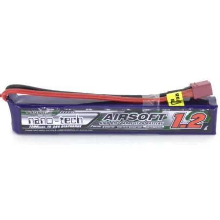 AIRSOFT LIPO BATTERY STICK CONNECTOR DEANS 1200MAH 11.1V 15~25C TURNIGY NANO-TECH 9210000127-0