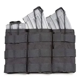 TASCA PORTA CARICATORE AD ESTRAZIONE RAPIDA NERO MOLLE TRIPLO PER 5.56 M4 DEFCON 5  5-M4AK3DO B