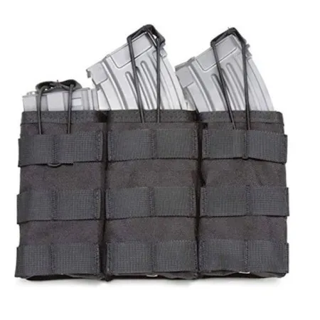 DEFCON 5 TRIPLE OPEN MAGAZINE POUCH BLACK FOR 5.56  D5-M4AK3DO B