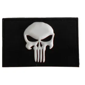 VELCRO PVC PATCH 3D PUNISHER WHITE CM 8X5  ET 2257