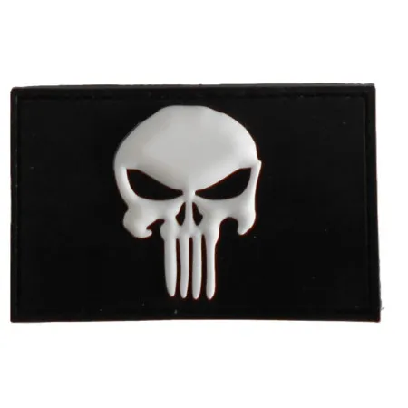 TOPPA VELCRO PVC PATCH 3D PUNISHER WHITE CM 8X5  ET 2257