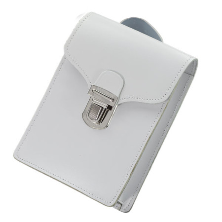 LEATHER BELT POUCH DOUBLE COMPARTMENT 1V87 WHITE VEGA HOLSTER
