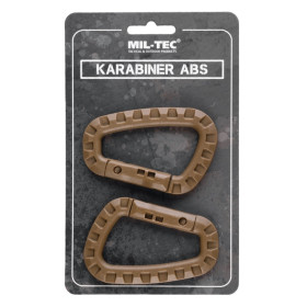 Mil-Tec pair of Carabiner Clips ABS Coyote 8.3 cm