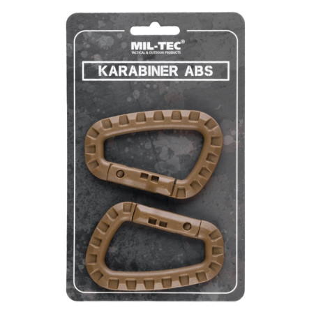Mil-Tec pair of Carabiner Clips ABS Coyote 8.3 cm
