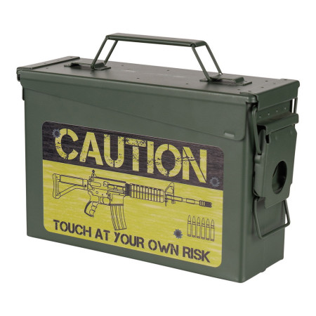 Ammo Box Cal.30mm Caution Risk — steel military storage box