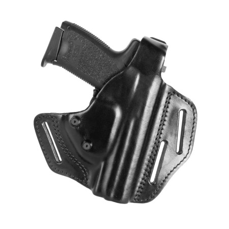 VEGA HOLSTER HST1 PANCAKE LEATHER HOLSTER WITH DOUBLE SAFETY BLACK