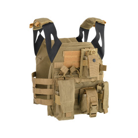 DEFCON 5 PLATE CARRIER ENDURANCE WITH POUCHES COYOTE TAN D5-BAV2020CT