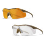 WILEY X TACTICAL GLASSES WITH BALLISTIC PROTECTION 3 LENSES VAPOR WY-CHVAP-3512 TAN