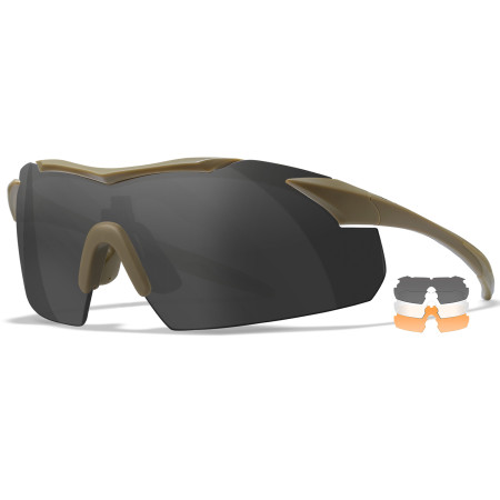 WILEY X TACTICAL GLASSES WITH BALLISTIC PROTECTION 3 LENSES VAPOR WY-CHVAP-3512 TAN
